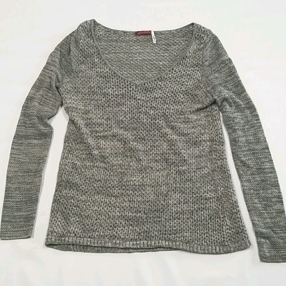 🎁5/$25 Left On Houston Sweater Womens  Small Long Sleeve Grey Knit Open Neck